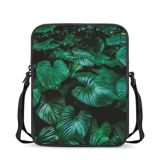 Natural Tropical Leaf Print Rectangular Crossbody Bag