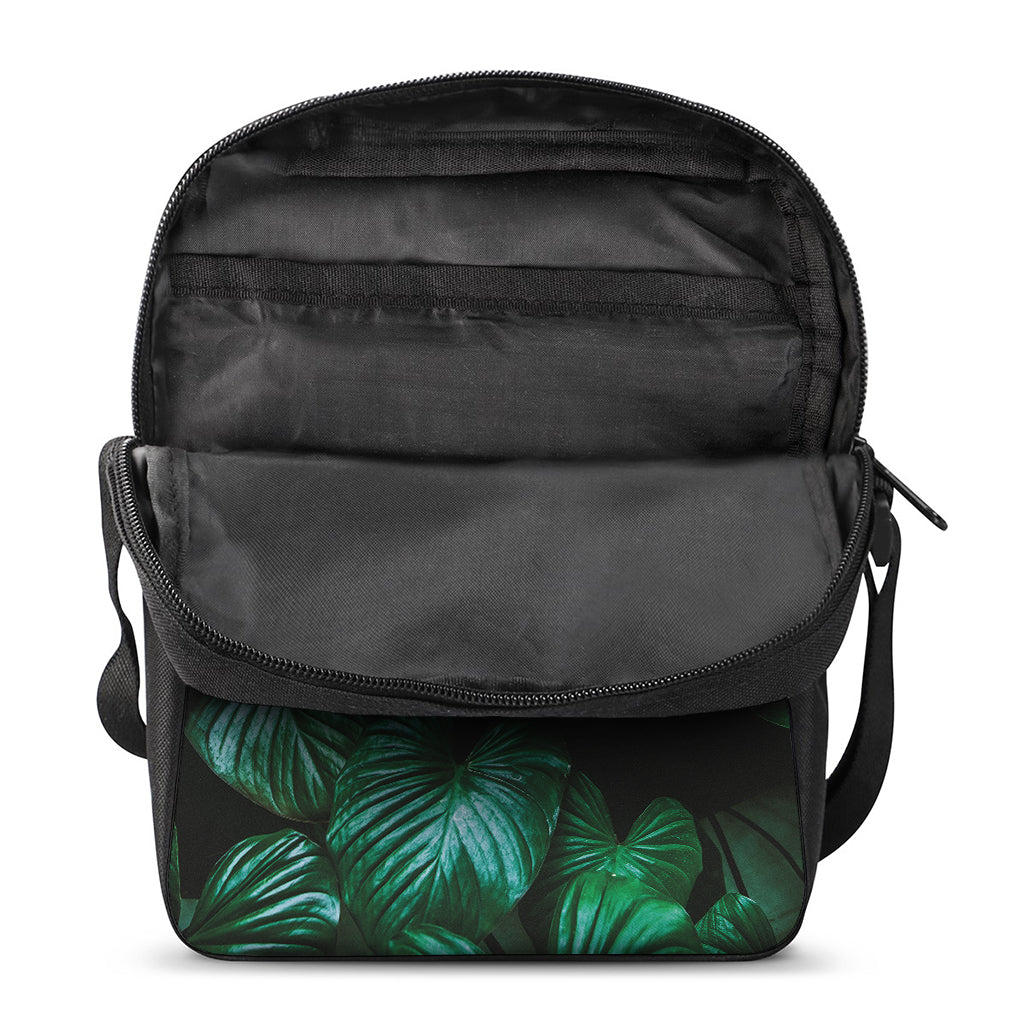 Natural Tropical Leaf Print Rectangular Crossbody Bag