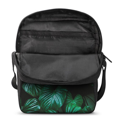 Natural Tropical Leaf Print Rectangular Crossbody Bag