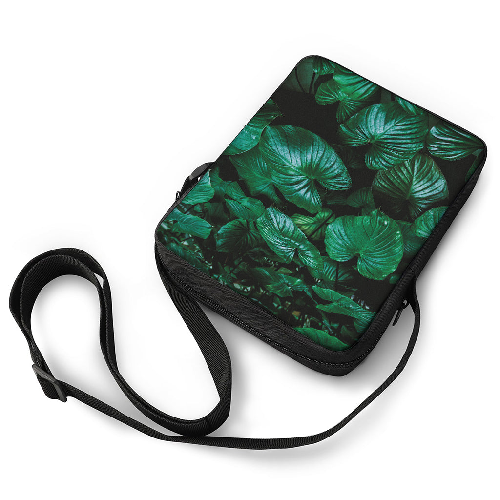 Natural Tropical Leaf Print Rectangular Crossbody Bag