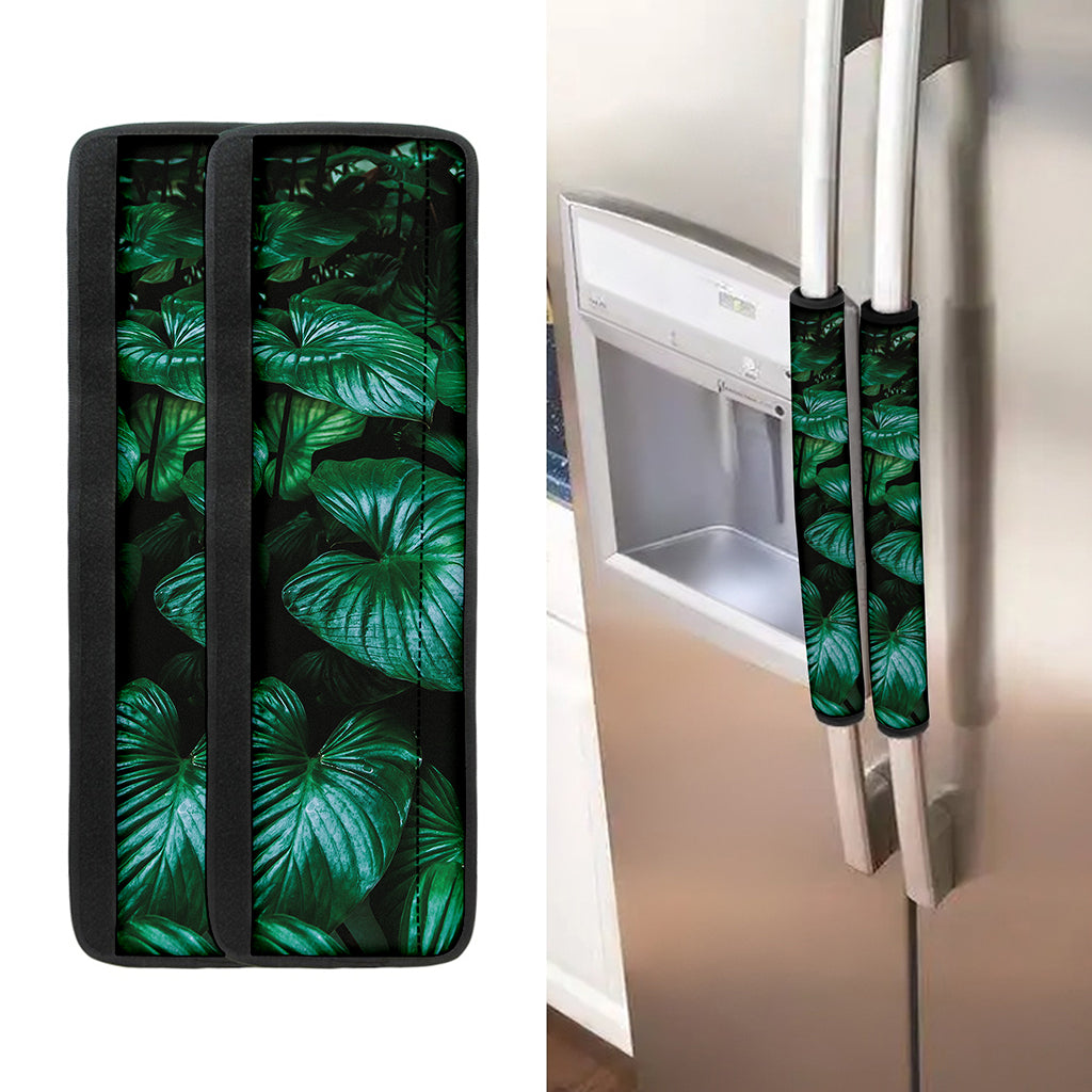 Natural Tropical Leaf Print Refrigerator Handle Covers