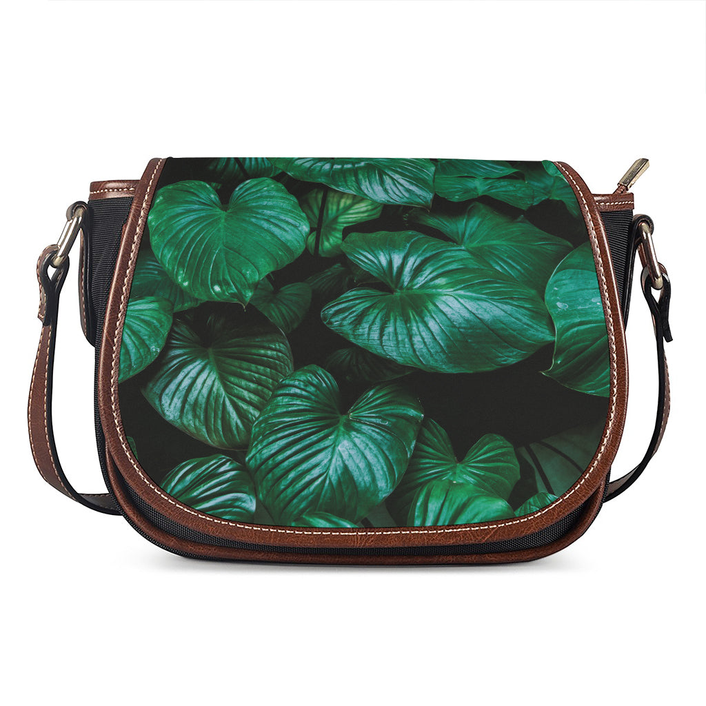 Natural Tropical Leaf Print Saddle Bag