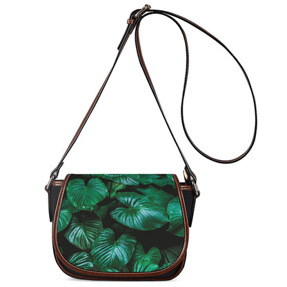 Natural Tropical Leaf Print Saddle Bag