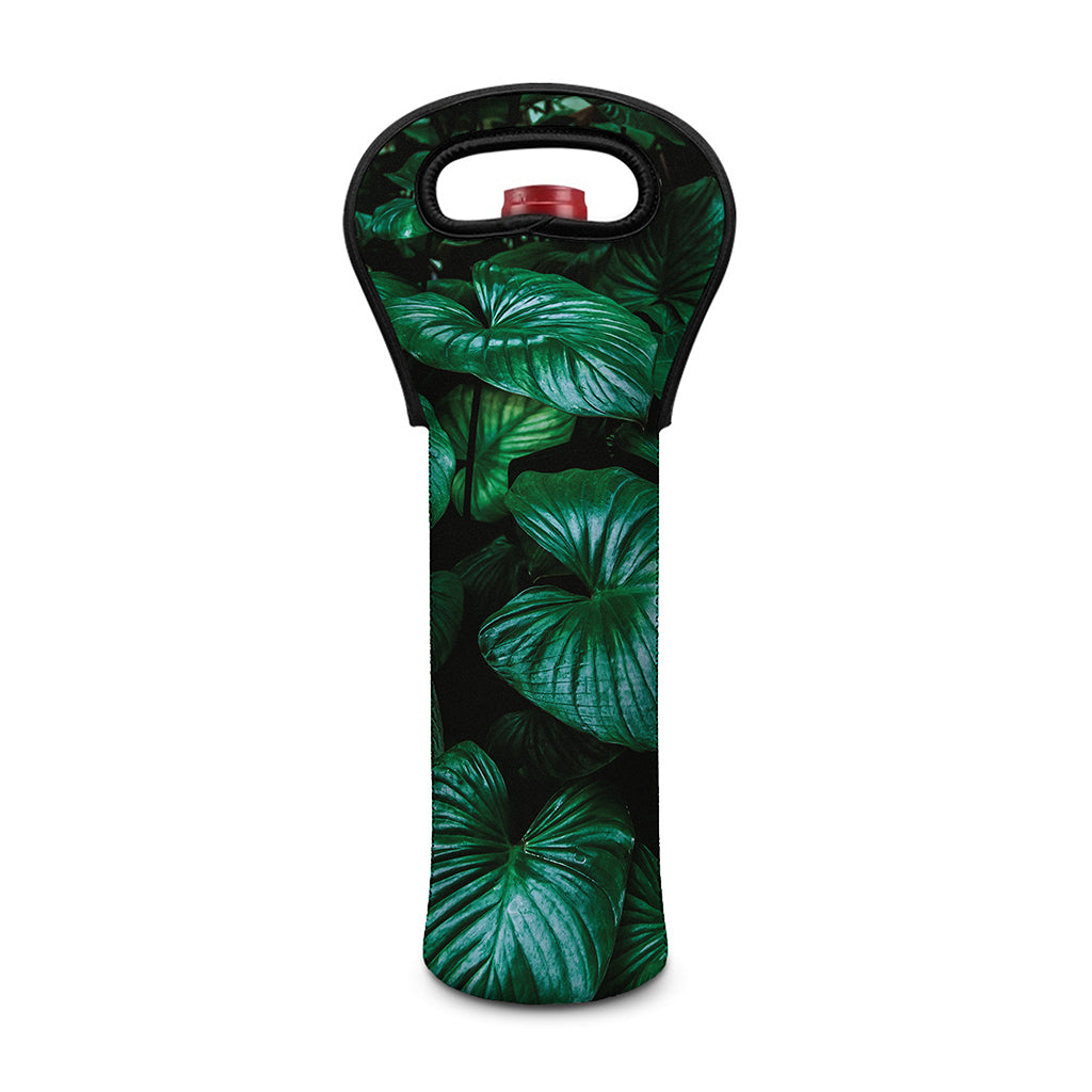 Natural Tropical Leaf Print Single Neoprene Wine Tote