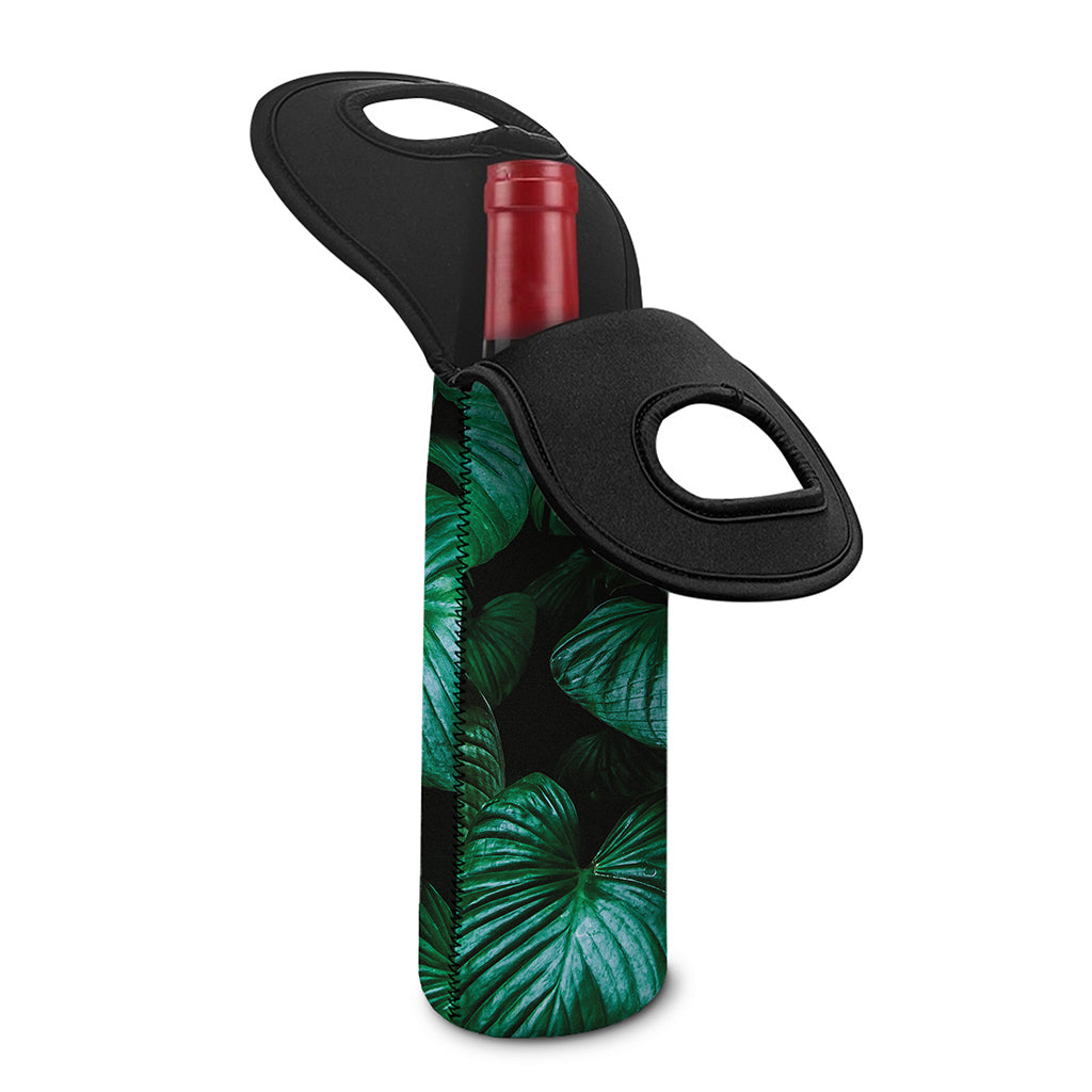 Natural Tropical Leaf Print Single Neoprene Wine Tote