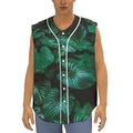 Natural Tropical Leaf Print Sleeveless Baseball Jersey
