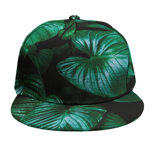 Natural Tropical Leaf Print Snapback Cap