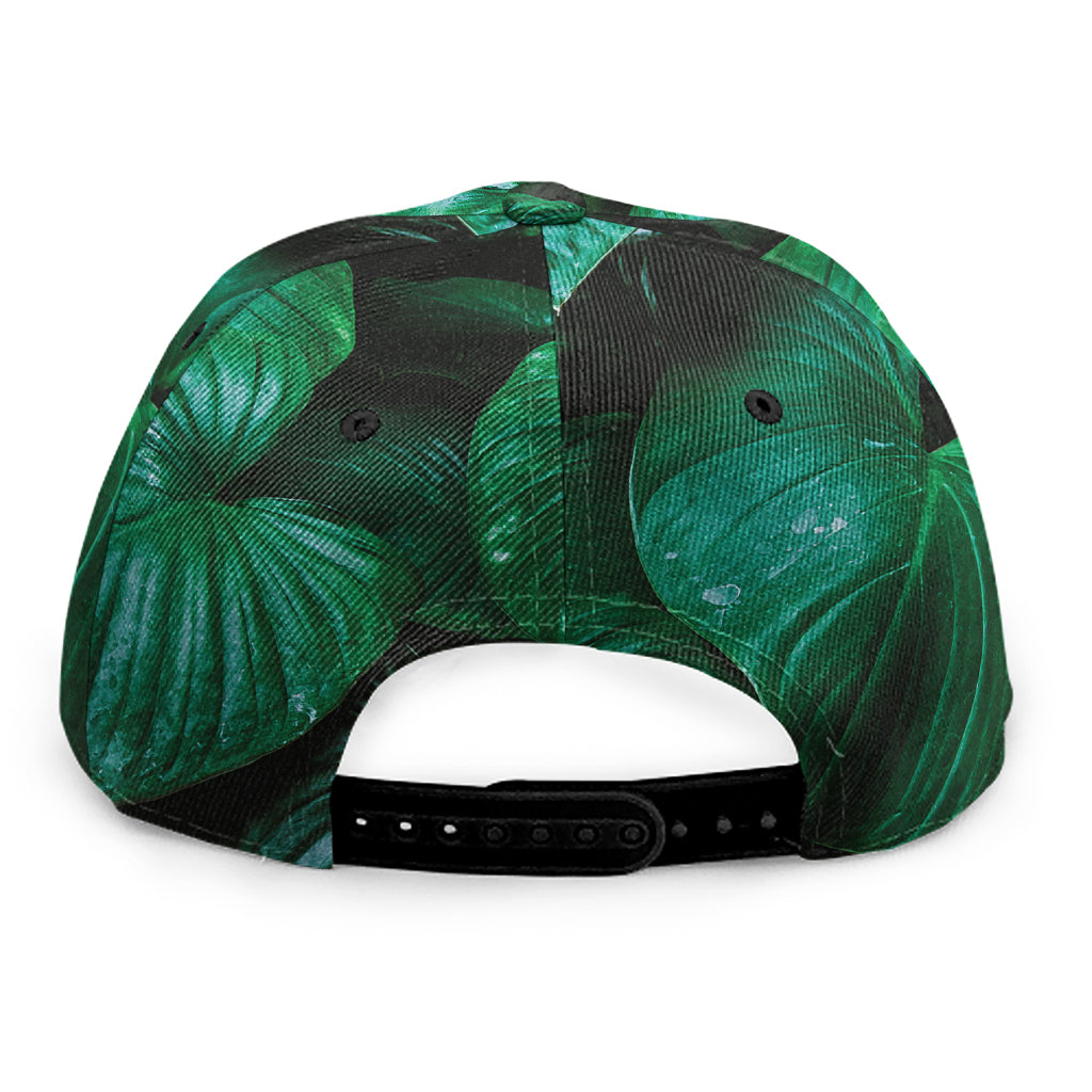 Natural Tropical Leaf Print Snapback Cap