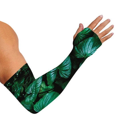 Natural Tropical Leaf Print Sun Protection Arm Sleeves