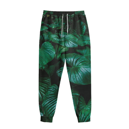 Natural Tropical Leaf Print Sweatpants