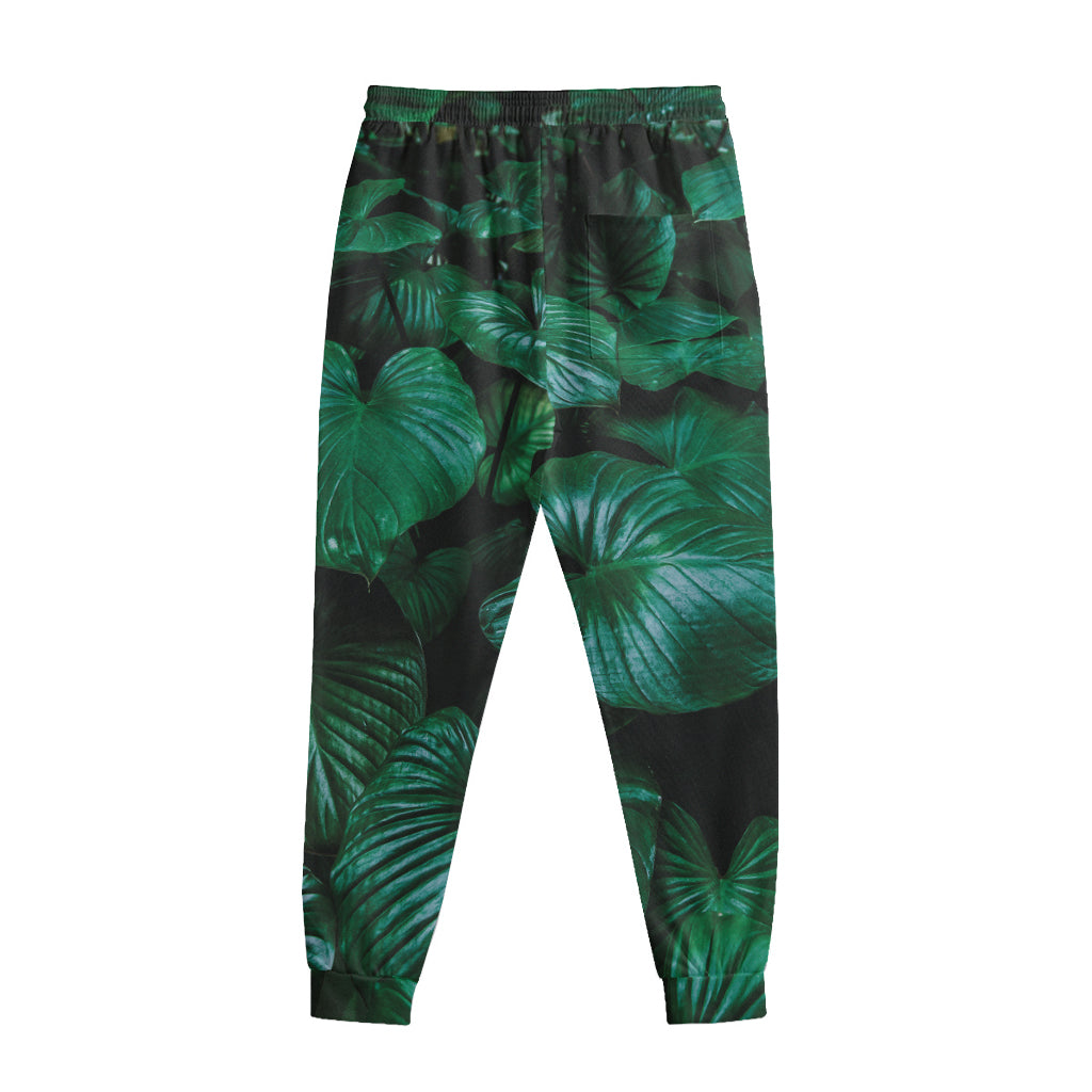Natural Tropical Leaf Print Sweatpants