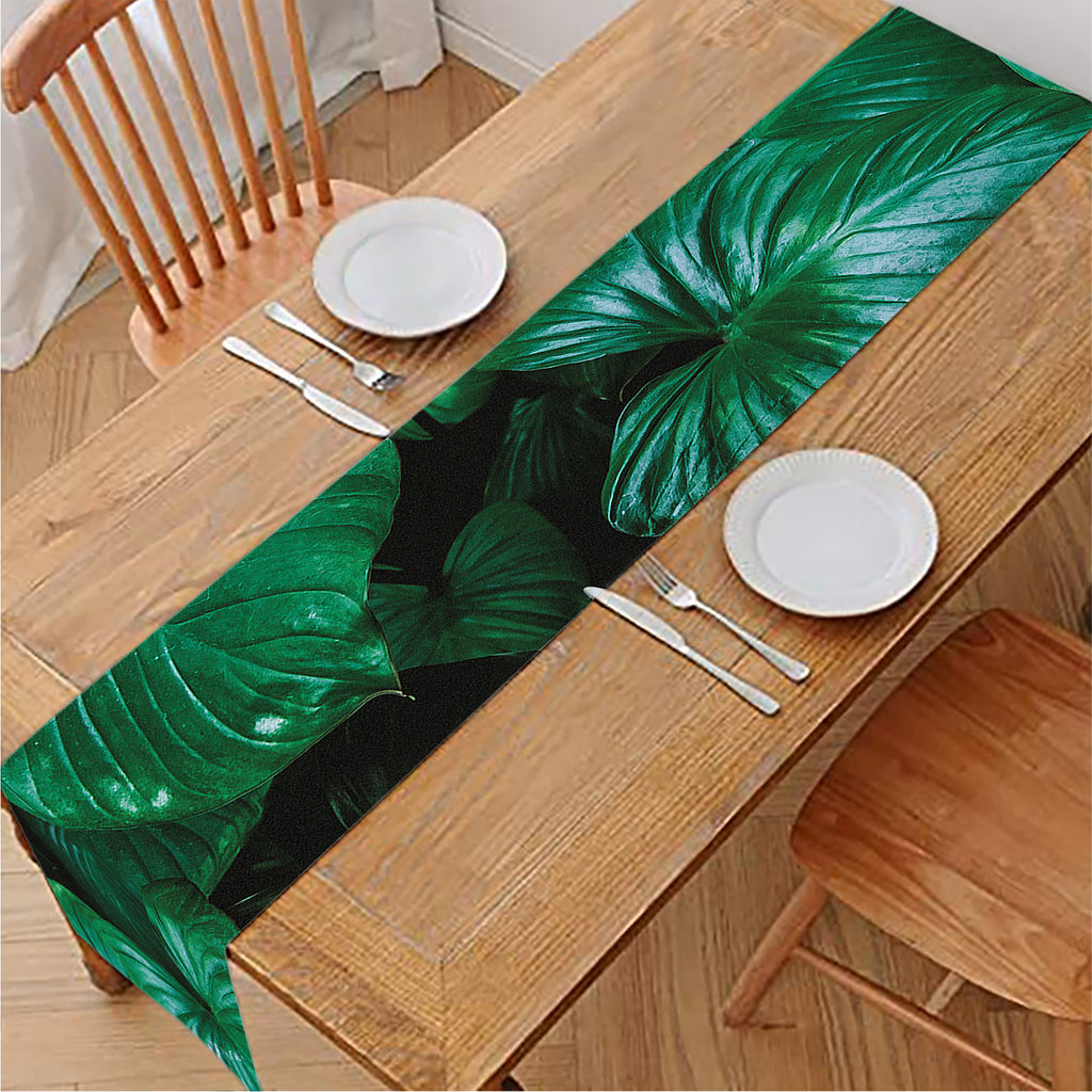 Natural Tropical Leaf Print Table Runner