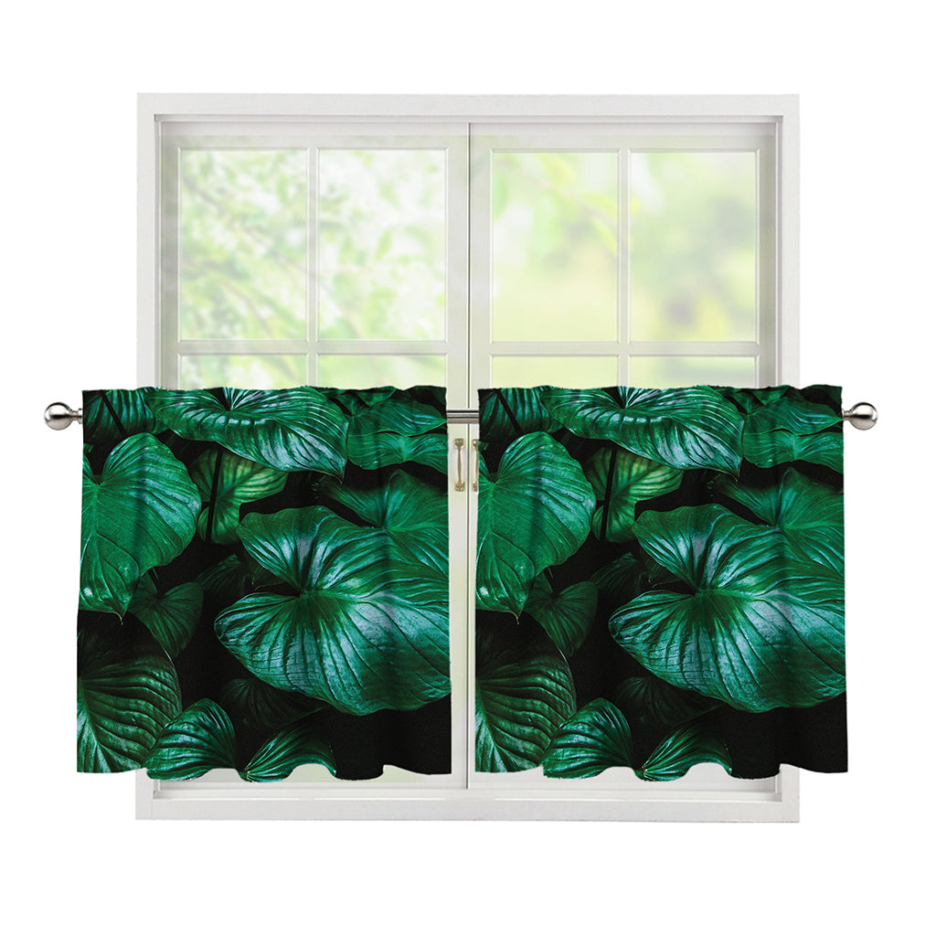 Natural Tropical Leaf Print Tier Curtains