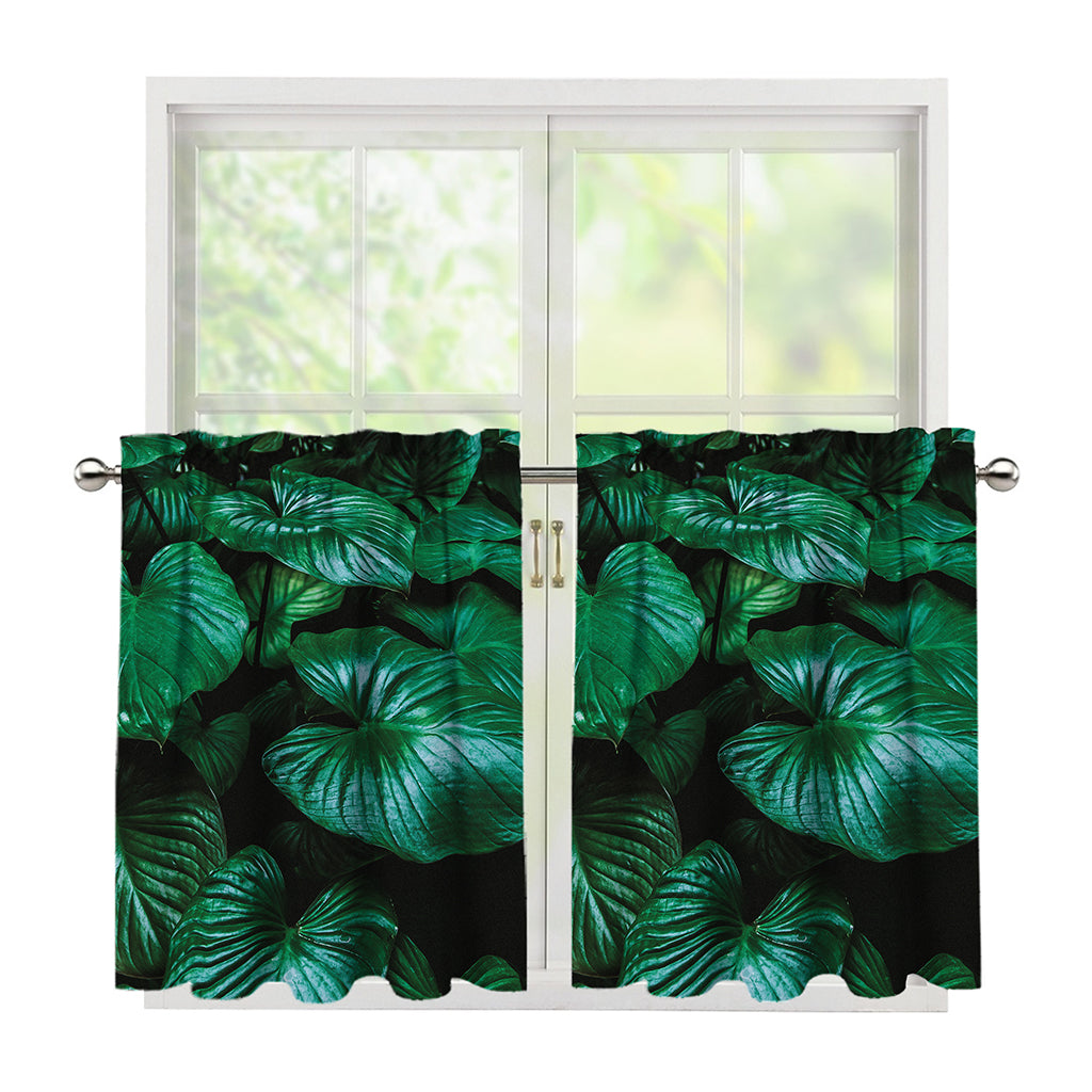 Natural Tropical Leaf Print Tier Curtains