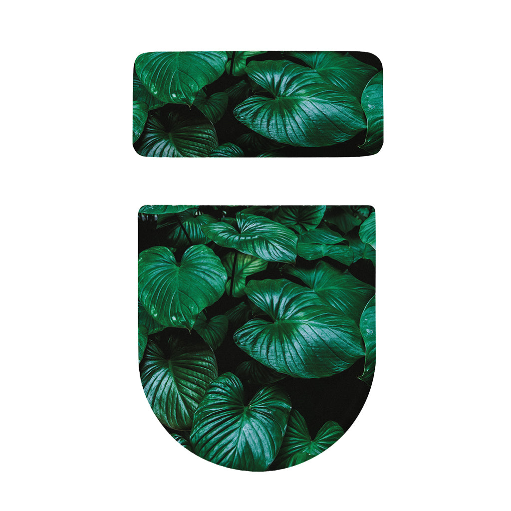 Natural Tropical Leaf Print Toilet Lid And Tank Cover Set