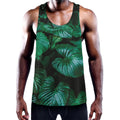 Natural Tropical Leaf Print Men's Workout Tank Top