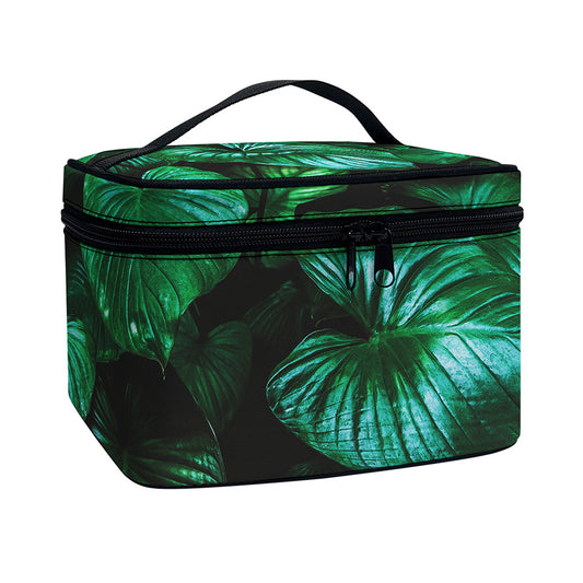 Natural Tropical Leaf Print Travel Makeup Bag