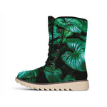 Natural Tropical Leaf Print Winter Boots