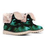 Natural Tropical Leaf Print Winter Boots