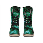 Natural Tropical Leaf Print Winter Boots