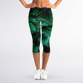Natural Tropical Leaf Print Women's Capri Leggings