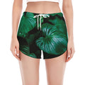 Natural Tropical Leaf Print Women's Split Running Shorts