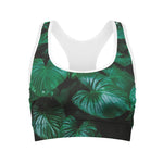 Natural Tropical Leaf Print Women's Sports Bra