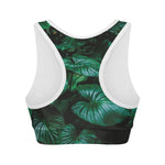 Natural Tropical Leaf Print Women's Sports Bra