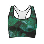 Natural Tropical Leaf Print Women's Sports Bra