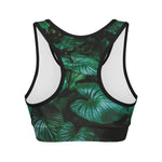 Natural Tropical Leaf Print Women's Sports Bra