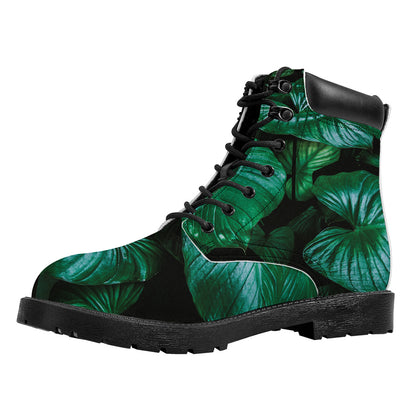 Natural Tropical Leaf Print Work Boots