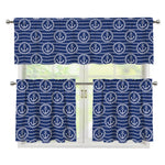 Nautical Anchor Pattern Print 3 Piece Kitchen Curtains