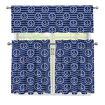 Nautical Anchor Pattern Print 3 Piece Kitchen Curtains