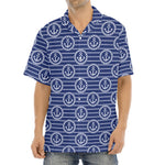 Nautical Anchor Pattern Print Aloha Shirt
