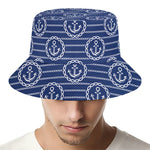 Nautical Anchor Pattern Print Bucket Hat