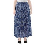 Nautical Anchor Pattern Print Chiffon Maxi Skirt