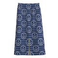 Nautical Anchor Pattern Print Cotton Front Slit Maxi Skirt