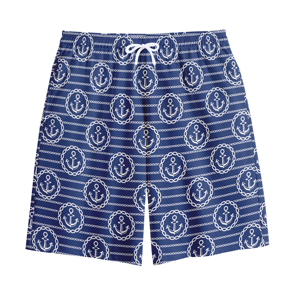 Nautical Anchor Pattern Print Cotton Shorts