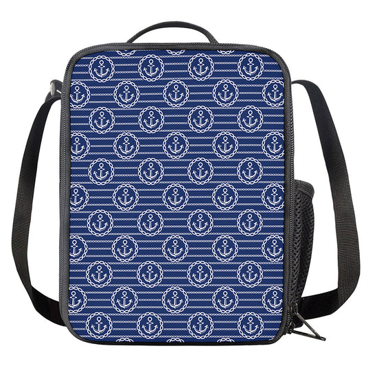 Nautical Anchor Pattern Print Crossbody Lunch Bag
