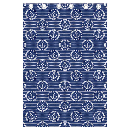 Nautical Anchor Pattern Print Curtain