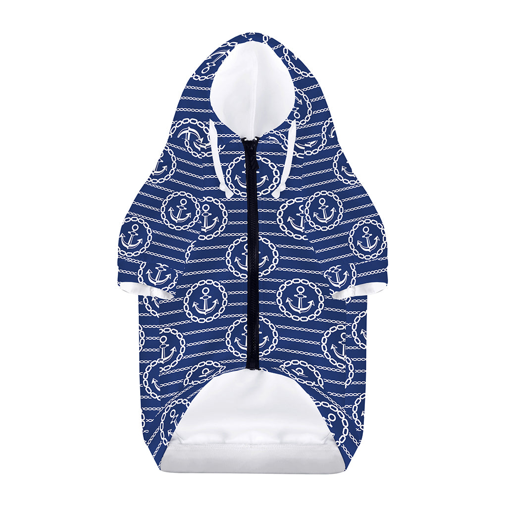Nautical Anchor Pattern Print Dog Zip Up Hoodie