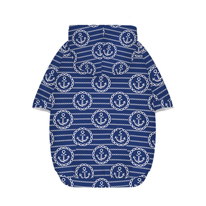 Nautical Anchor Pattern Print Dog Zip Up Hoodie