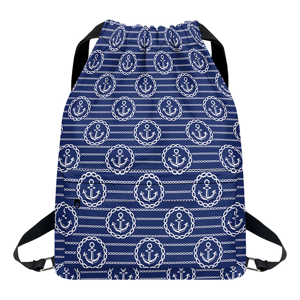 Nautical Anchor Pattern Print Drawstring Backpack