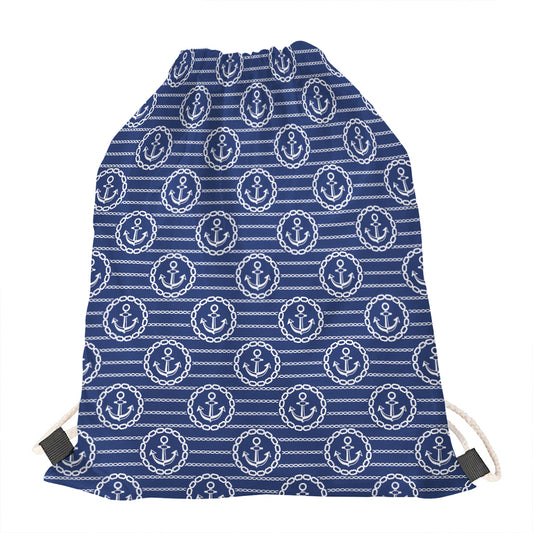 Nautical Anchor Pattern Print Drawstring Bag