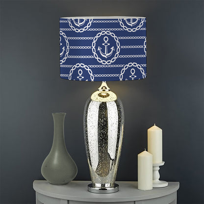 Nautical Anchor Pattern Print Drum Lamp Shade