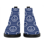Nautical Anchor Pattern Print Flat Ankle Boots