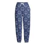 Nautical Anchor Pattern Print Fleece Lined Knit Pants