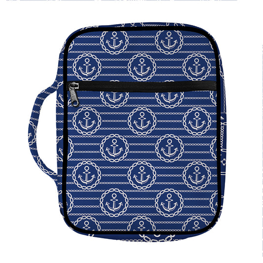 Nautical Anchor Pattern Print Front Pocket Bible Bag