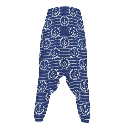 Nautical Anchor Pattern Print Hammer Pants