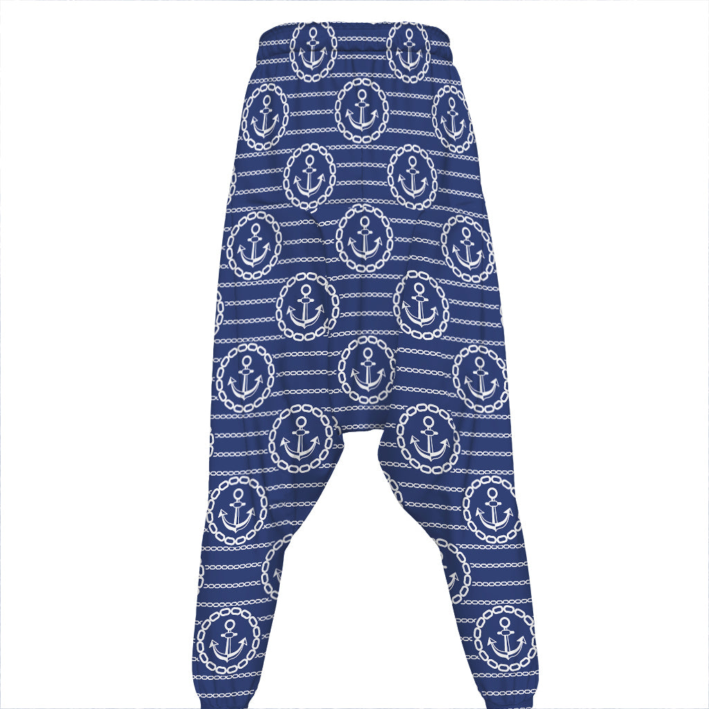 Nautical Anchor Pattern Print Hammer Pants